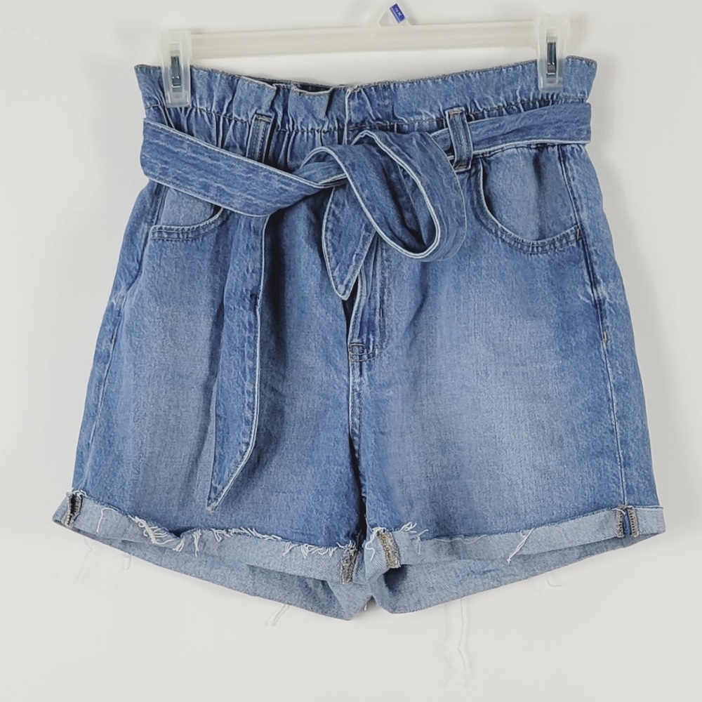 AEROPOSTALE High Rise Paperbag Jean Shorts Size 8 - Picture 3 of 8